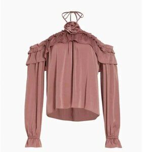 Satin Long-Sleeve Top Dusty Pink